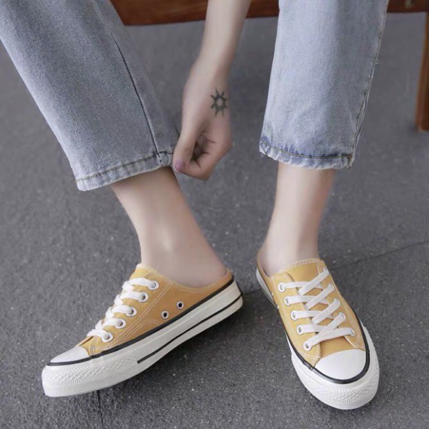 LDOO Giày sục nữ màu trót lọt, sục nữ giá phải chăng, giày thể thao snecker dây buộc 3 màu đen vàng trắng, giày học trò  | BigBuy360 - bigbuy360.vn