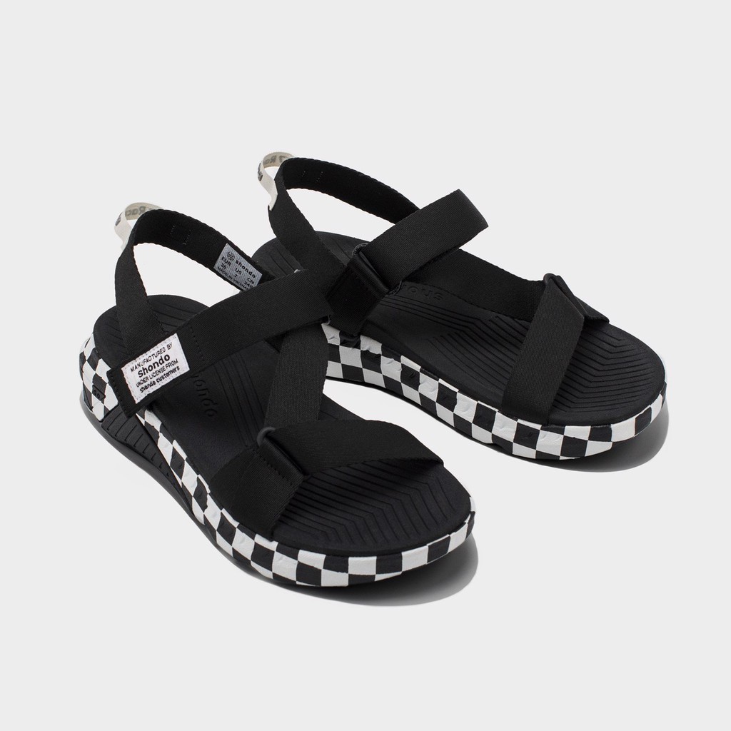 Giày sandal nam nữ SHONDO F7 Racing Caro Đen - Đi Học, đi chơi [HÀNG CHÍNH HÃNG]