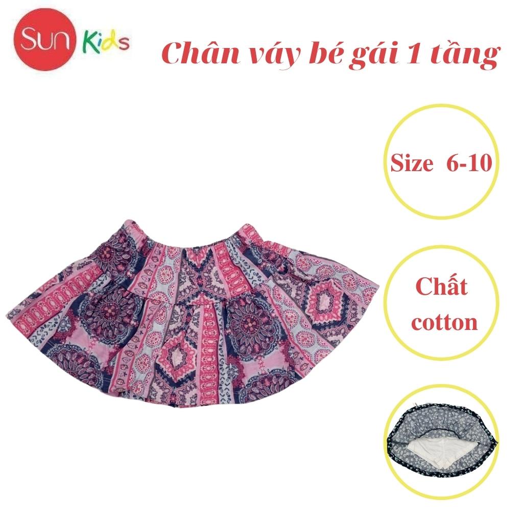 Chân váy cho bé, đầm bé gái 1 tầng, chất cotton, có quần đùi trong, size 6-10 - SUNKIDS