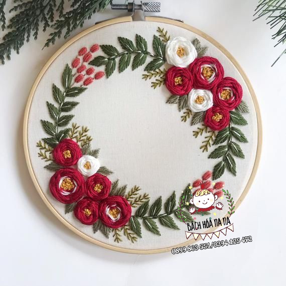 Bộ đồ nghề thêu thủ công DIY cho người mới bắt đầu/ KIT thêu Hoop HOA HỒNG LEO TRANG TRÍ NỘI THẤT/ BÁCH HÓA NA NA