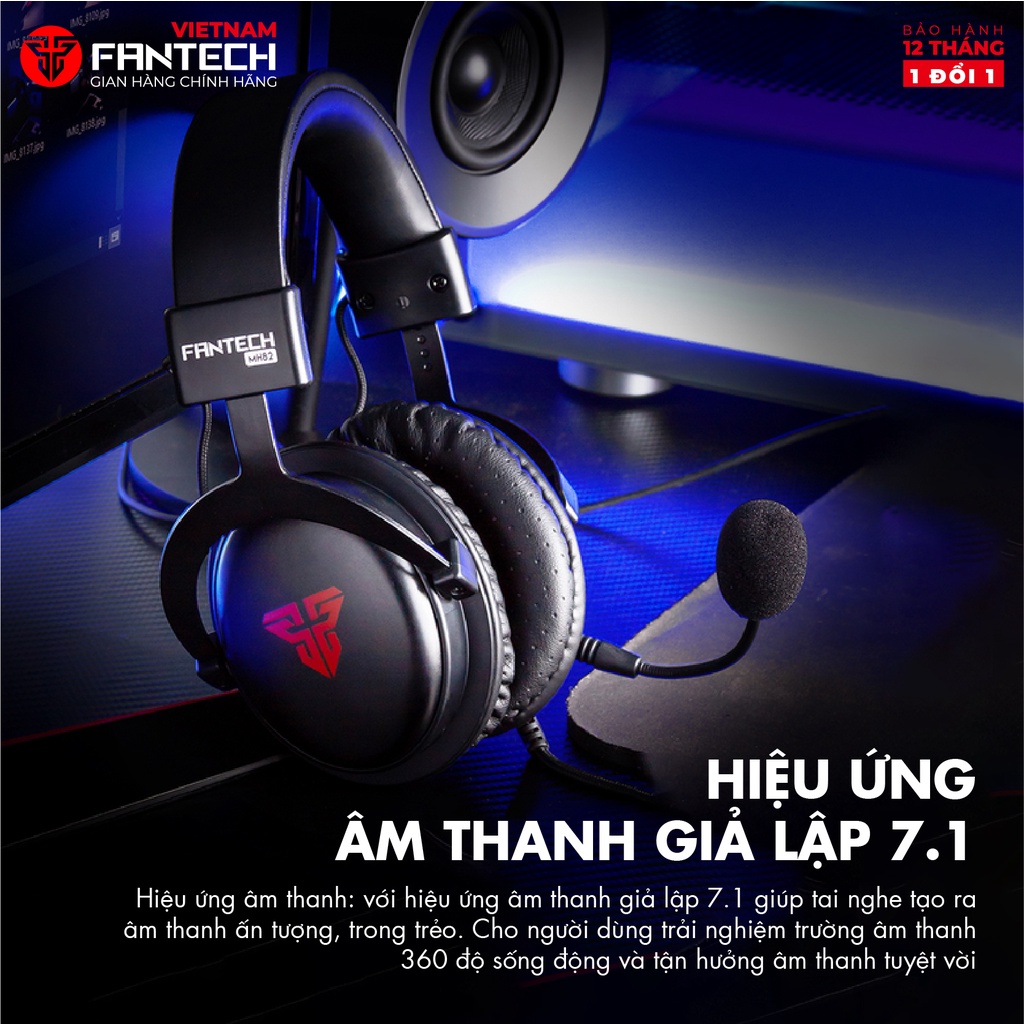 Tai Nghe Gaming Đa Dụng ECHO FANTECH MH82 Micro Có Thể Tháo Rời - Hãng Phân Phối Chính Thức