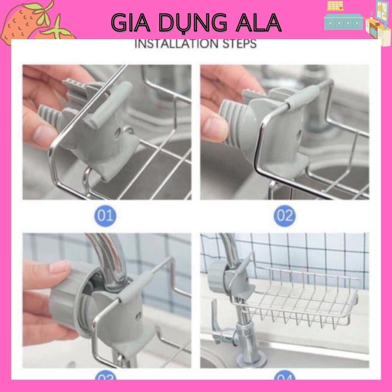 Giá Để Đồ Rửa Chén Giẻ Rửa Bát Treo Vòi Nước, Kệ Để Miếng Rửa Chén Đựng Đồ Rửa Bát Inox