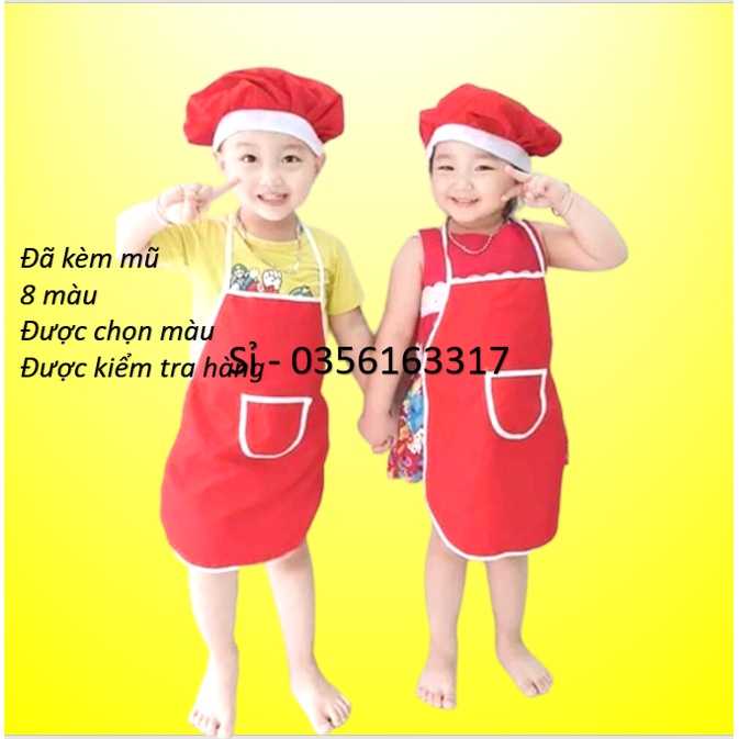 Tạp dề trẻ em cho bé có tạp dề cô, có 8 màu