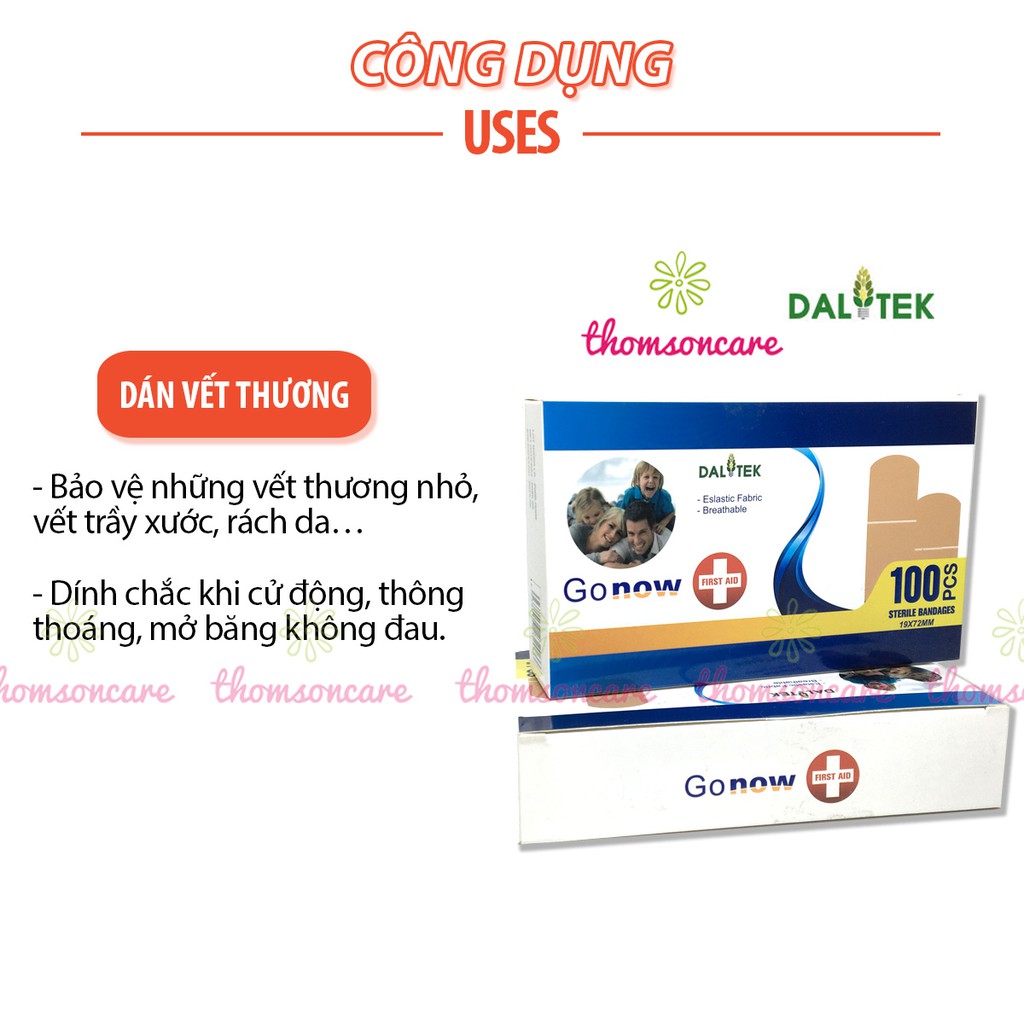 Băng cá nhân Gonow hộp 102 miếng - Băng sơ cứu vết thương nhỏ, chăm sóc chấn thương, che mụn