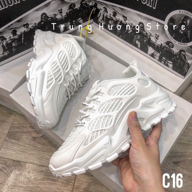 Giày Thể Thao Nam Cao Cấp ⚡️𝐂𝐇𝐈́𝐍𝐇 𝐇𝐀̃𝐍𝐆⚡️ Trung Hương Fashion Sport  White B76
