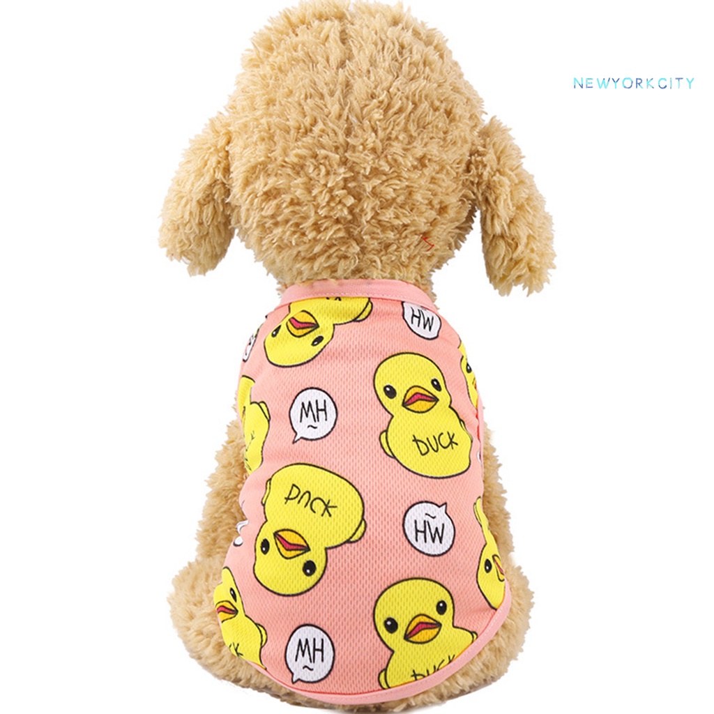 Áo Sát Nách Phối Lưới Thoáng Khí In Họa Tiết Vịt Hoạt Hình Thời Trang Xuân Hè Cho Thú Cưng