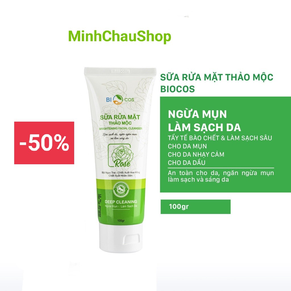 Sữa rửa mặt sáng da, ngừa mụn Biocos 100ml