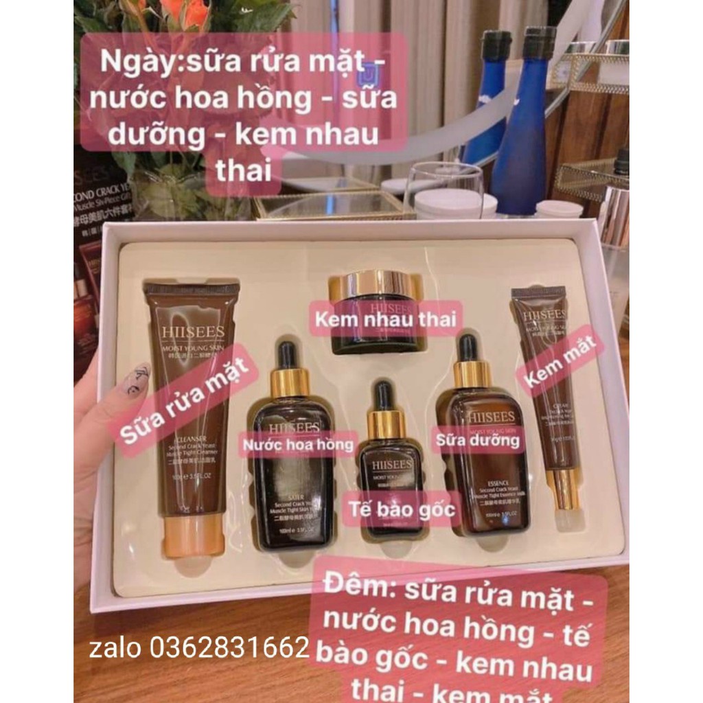 Bộ Dưỡng Trắng Da HIISEES Chính hãng Dưỡng Trắng, Cấp Ẩm, Tái Tạo Da - 6 món, Hiệu quả sau 7 ngày