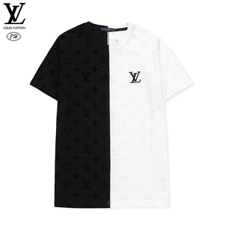 LOUIS  VUITTON   T-shirt Unisex Cotton Tee Plus Size Round Neck Short Sleeve C08969