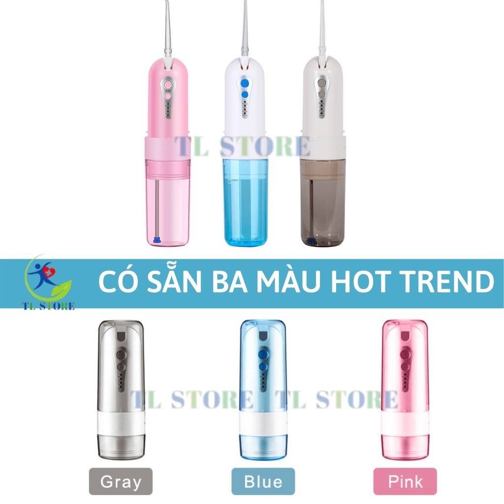 Máy tăm nước cầm tay chính hãng water flosser Oral Irrigator - Kèm túi đựng và 5 đầu xịt