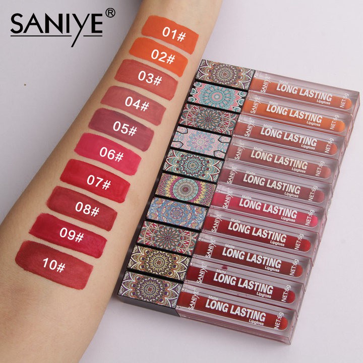 Son môi SANIYE 10 màu lì dạng lỏng chống thấm nước thời thượng L1127 | BigBuy360 - bigbuy360.vn