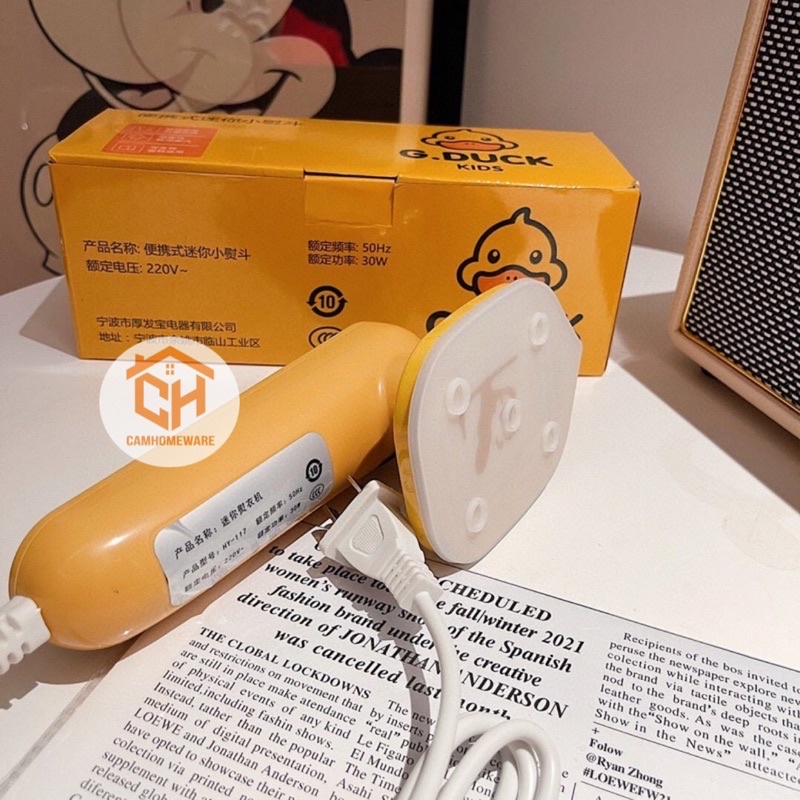 Bàn Ủi Hơi Nước G.Duck Kids VỊT VÀNG, Bàn Là Hơi Nước Cầm Tay Mini