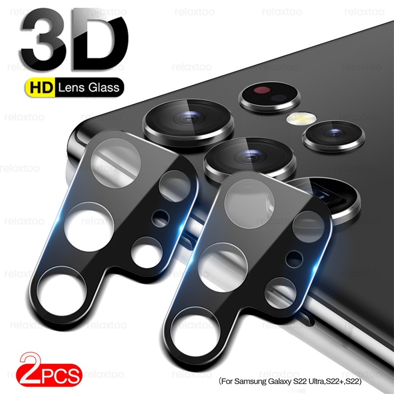 Set 2 Miếng Dán Cường Lực Cong 3D Bảo Vệ Ống Kính Máy Ảnh Cho Samsung Galaxy S22 S 22 Ultra S22+