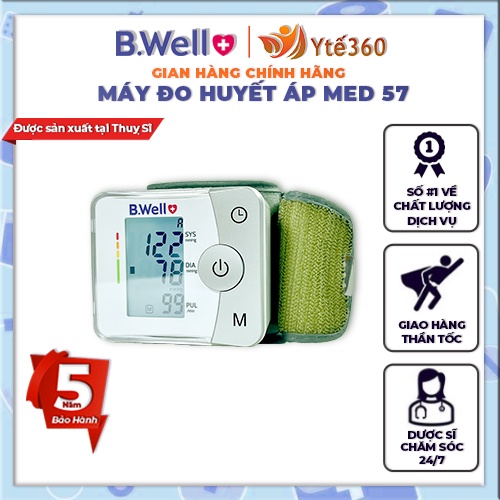 Máy Đo Huyết Áp điện tử Cổ tay B Well MED 57 | Sản Xuất Tại Thụy Sĩ | Bảo Hành 5 năm | TTYT Ngọc Khánh