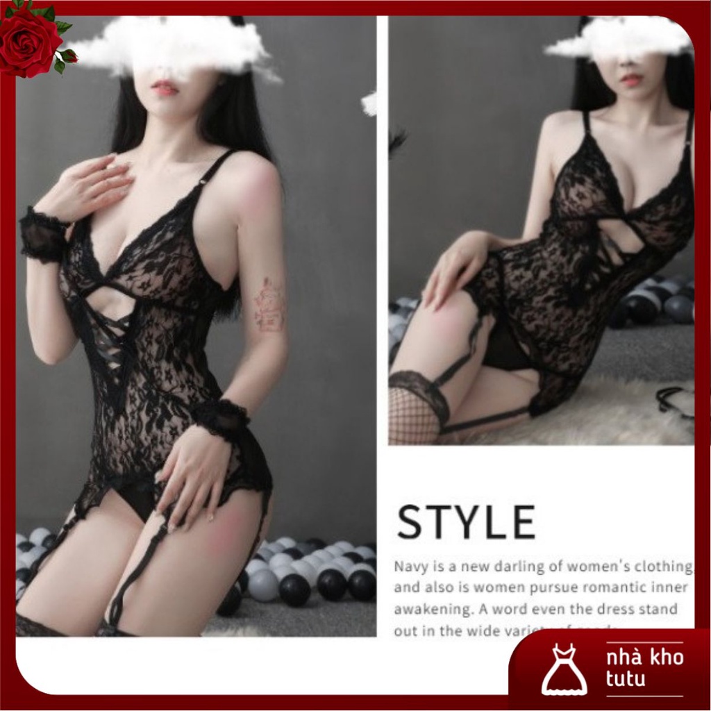 Satty Store Full bộ đồ lót ren gợi cảm kèm vớ L407 | BigBuy360 - bigbuy360.vn