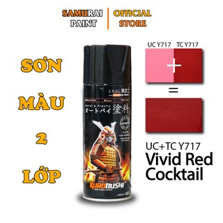 Chai Xịt Sơn Samurai UCY717 Và Samurai TCY717 Màu Đỏ Cocktail - Hệ Thống Sơn Màu 2 Lớp
