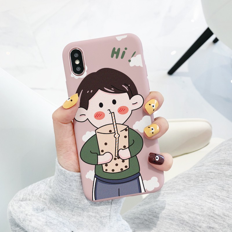 Ốp lưng iphone Milk Tea Couple TPU trơn dẻo mềm 6/6plus/6s/6splus/7/7plus/8/8plus/x/xr/xs/11/12/13/pro/max/plus/promax | BigBuy360 - bigbuy360.vn