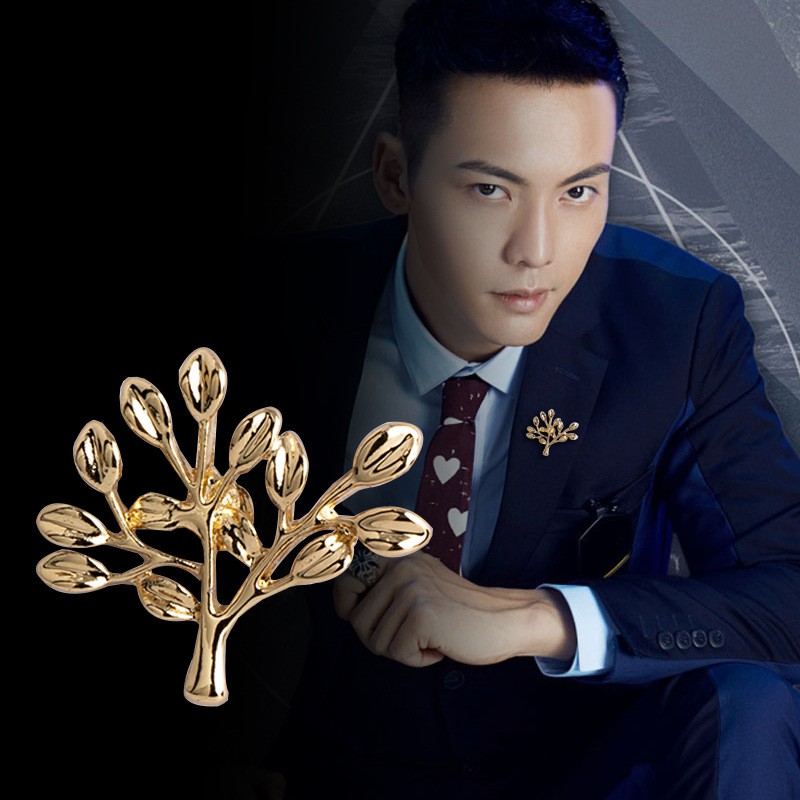 Ghim cài áo Vest nam, cài áo sơ mi nam Lapel Pin thời trang hình Cây 2cm {Phụ kiện Vest Nam - AdamZone}