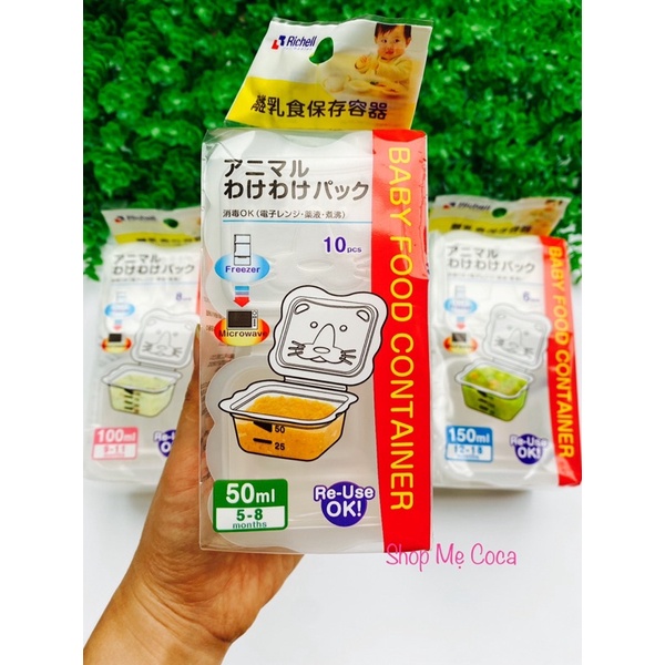 Khay trữ đông Richell - Bộ chia thức ăn Richell trữ đồ ăn dặm cho bé
