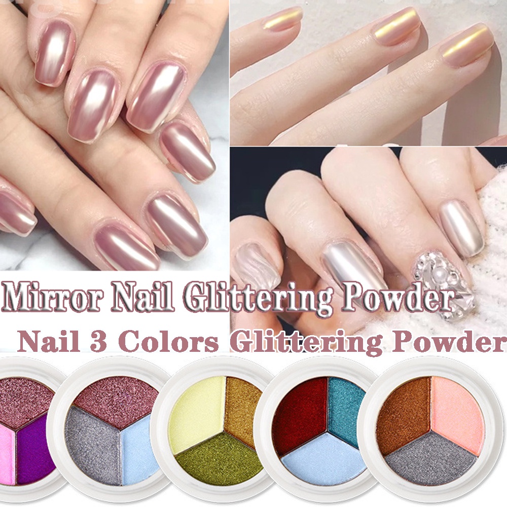 (Hàng Mới Về) Bột Kim Tuyến Lấp Lánh Trang Trí Móng Tay 3 Màu Sắc Tùy Chọn