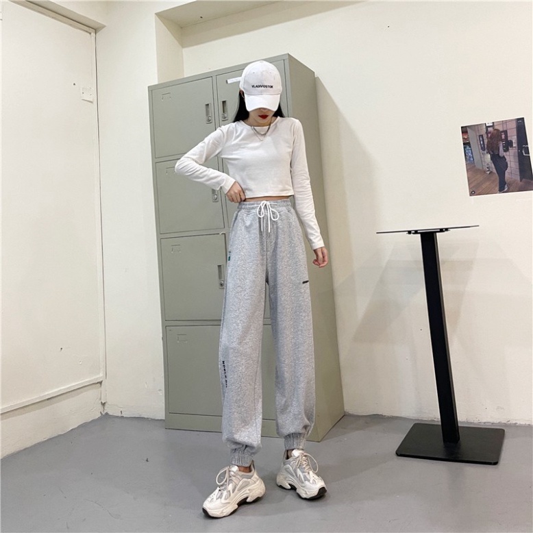 Quần Jogger Thêu Chân Chất Thun Umi Chính Phẩm Dày Quần Ống Bo Chun Hình Chữ Thêu Form Rộng 2 Size M L - KD