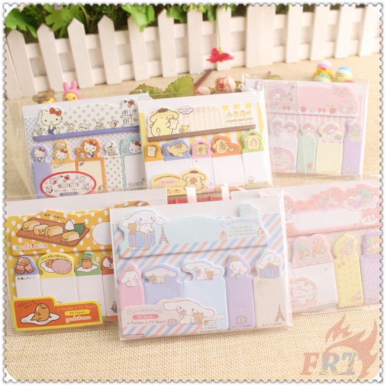 90 Tờ✿ Ghi Chú Dính Chỉ Số Sanrio Q-1 ✿ Nhãn Dán Ghi Chú Đánh Dấu Trang Sách Hình Kitty / Melody / Gudetama / Little Star / Pom Pom Purin / Cinnamonr