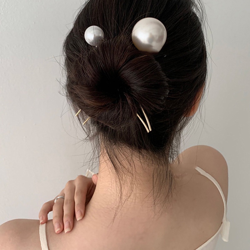 1 Trâm Cài Tóc Chữ U Đính Ngọc Trai Nhân Tạo Thời Trang