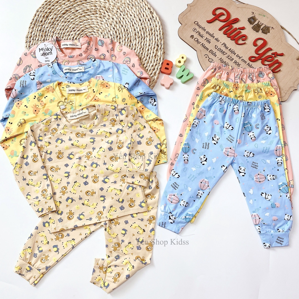 Bộ Dài Minky Mom Cotton 100 % In Họa Tiết Khỉ-Ngựa Vàng Cho Bé (SP001311)