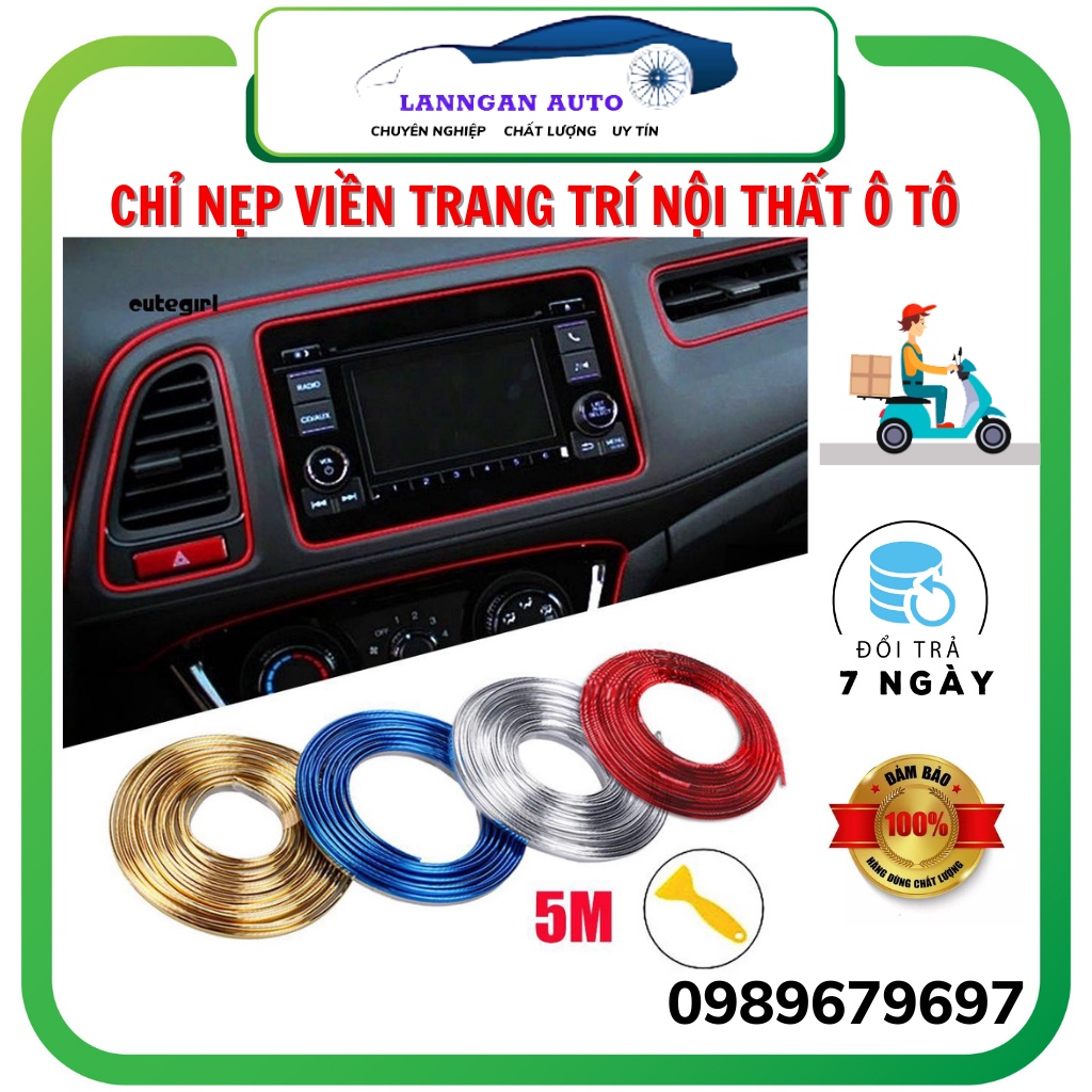 Chỉ nẹp viền 3D trang trí nội thất ô tô - cuộn dài 5 mét Chỉ Nẹp Viền Trang Trí Nội Thất Ô Tô Xe Hơi