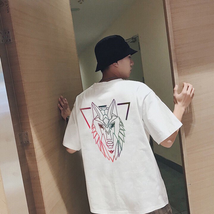 Áo Thun Phản Quang ĐẦU SÓI  tay lỡ form rộng, phản quang đa sắc ATPQ15 Unisex