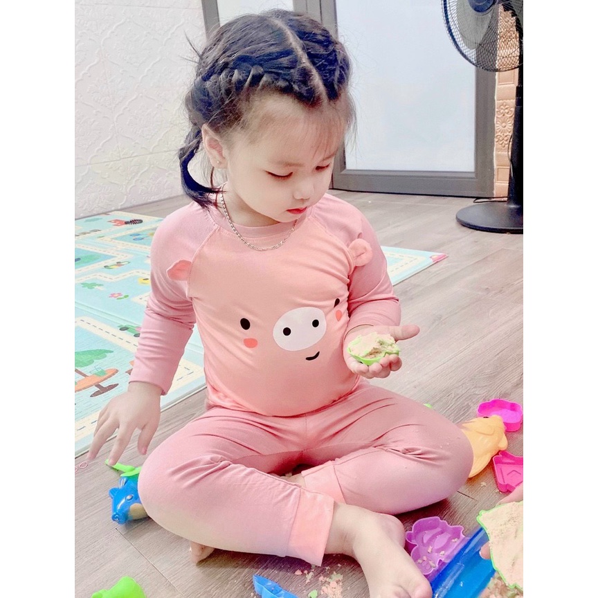 Bộ Dài Tay KWOO Thun Lạnh Phiên Bản Tai Thú 5 Màu Cực Đáng Yêu Cho Bé Trai Bé Gái