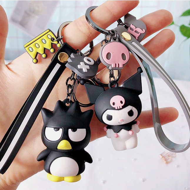 Chuỗi chìa khóa hoạt hình sáng tạo Vòng chìa khóa giai điệu Hello Kitty Kuromi Pudding chó dây chìa khóa âm thanh nổi