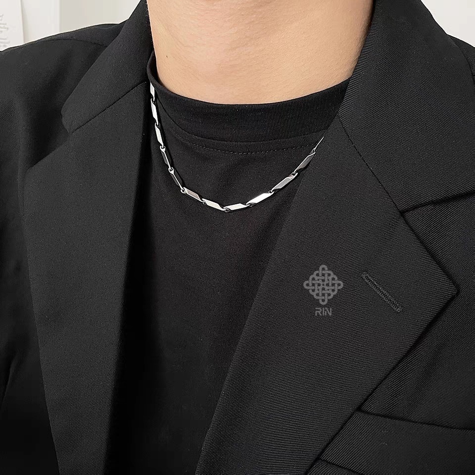 Dây chuyền titan unisex, Vòng cổ titan không phai không rỉ sét kiểu dáng hỏa tiễn, trangsucmoiluatuoi.RIN