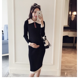 ĐẦM BẦU LEN BODY CÓ CỔ DR2456