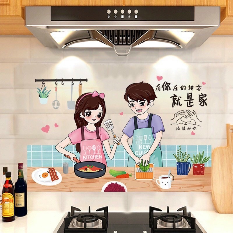 Giấy Dán Tường Bếp Cách Nhiệt Chống Dầu Mỡ, Chịu Nhiệt - Decal Dán Bếp 3D Họa Tiết  mẫu mới