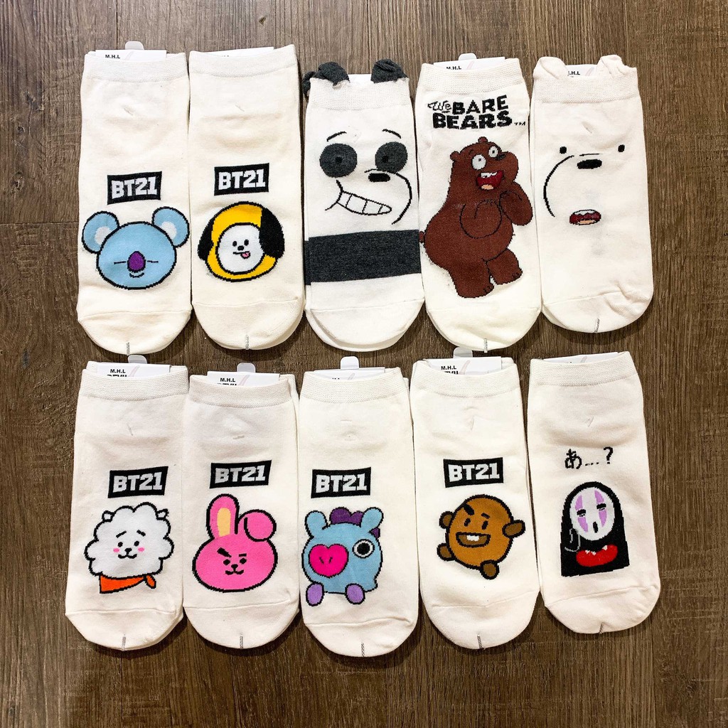 Vớ Tất Ngắn Bts - We’re Bare Bear - Noname Cổ Ngắn Hoạt Hình Phong Cách Nhật Hàn Ulzzang Dễ Thương Trendy Hottrend Cute