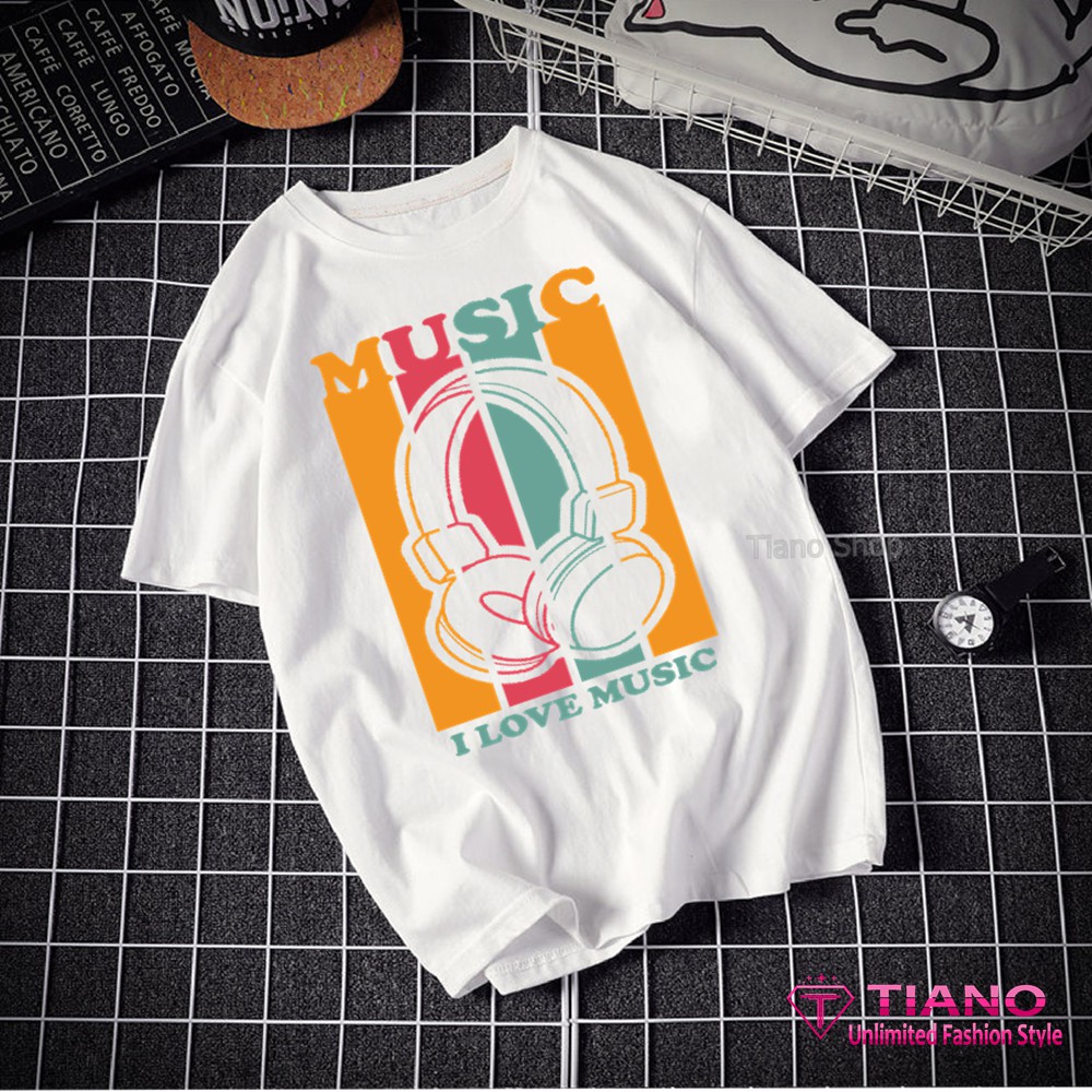Áo Thun Nam In I LOVE MUSIC NA-036 - Tiano - Thời Trang Đơn Giản - Cá Tính - Năng Động - Thể Thao - Dễ Phối