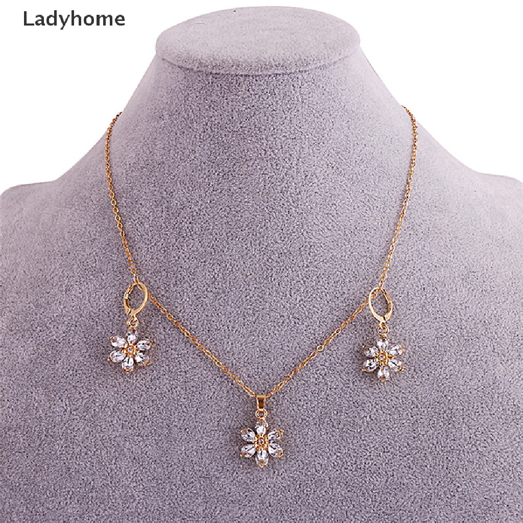 Bộ Vòng cổ + Bông Tai Thời Trang Mạ Vàng Đính Kim Cương Giả Cho Nữ