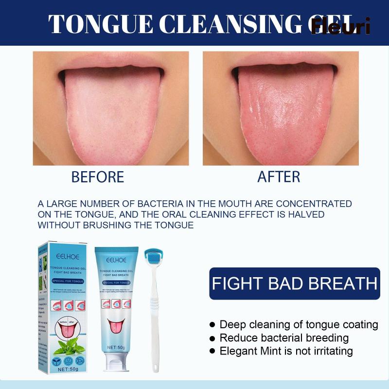 [Fleurir] Gel Rửa Lưỡi Và Dụng Cụ Nạo Lưỡi Giúp Khử Mùi Hôi