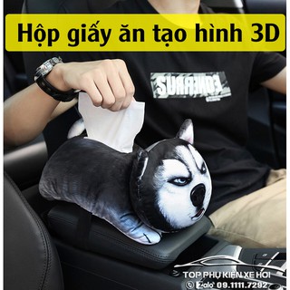 Hộp đựng giấy ăn cho ô tô tạo hình chó Husky ngộ nghĩnh