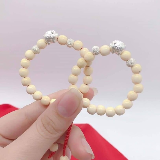 VÒNG DÂU TẰM MĨX CHARM HEO BẠC TA CHO BÉ