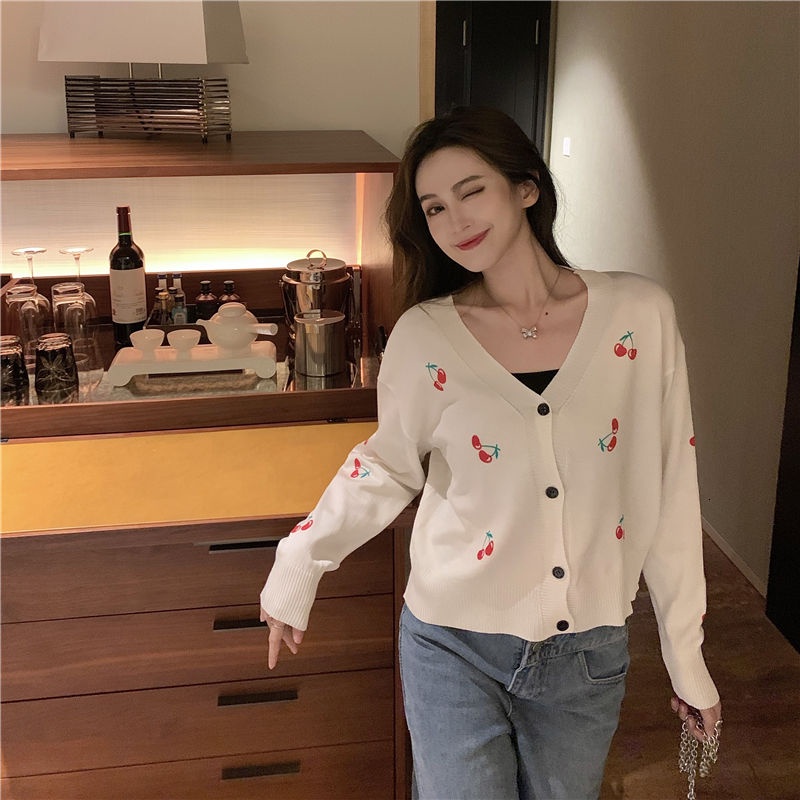 Sweet and versatile long-sleeved knitted cardigan Korean fashion