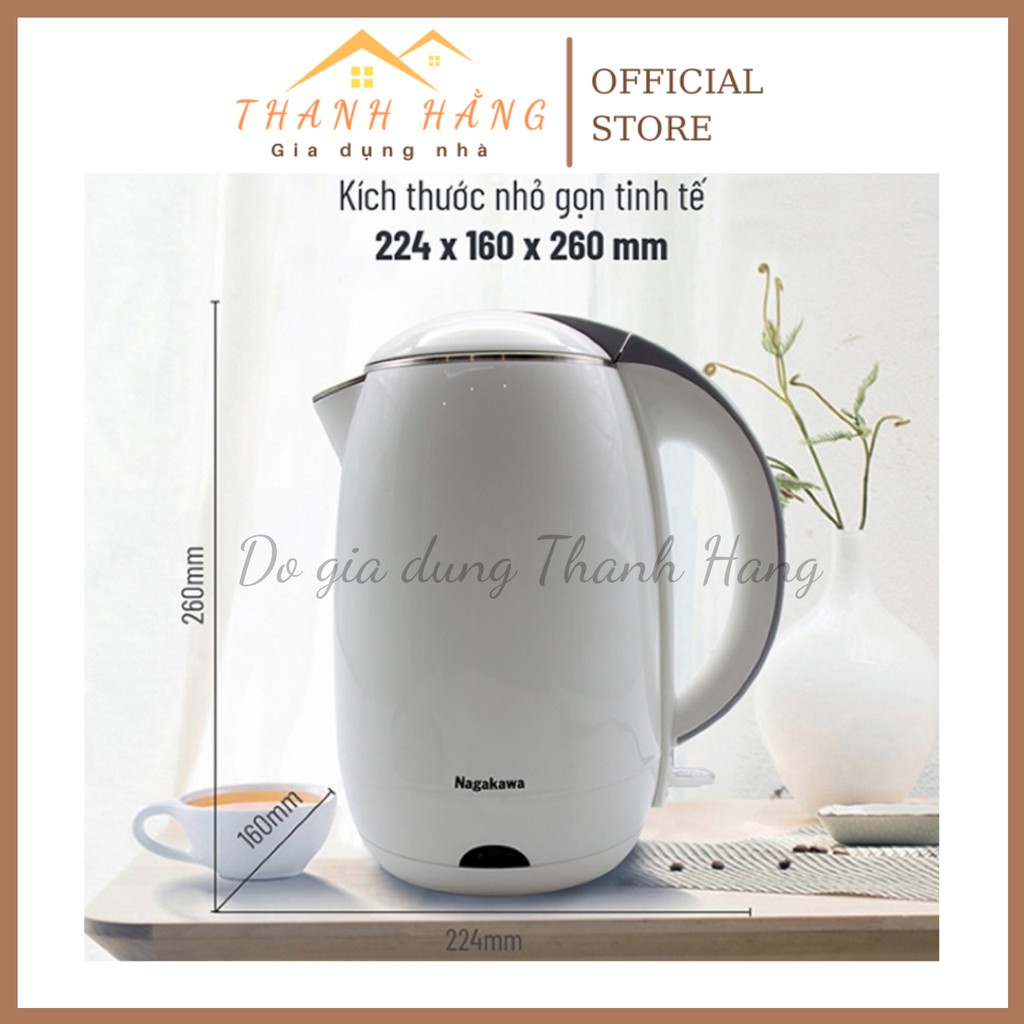 Ấm siêu tốc đun nước nhanh 1.8L NAGAKAWA NAG0314 chính hãng bảo hành 12 tháng ship nhanh hàng chuẩn