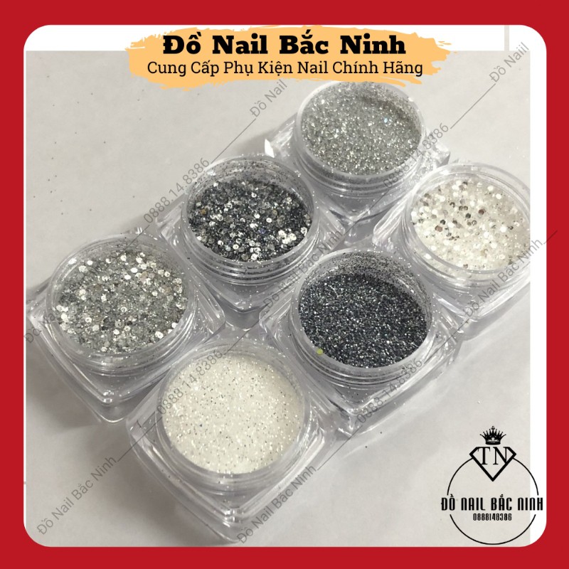 Nhũ Rắc Móng , Nhũ Rắc Nail Màu Bạc Siêu Sáng