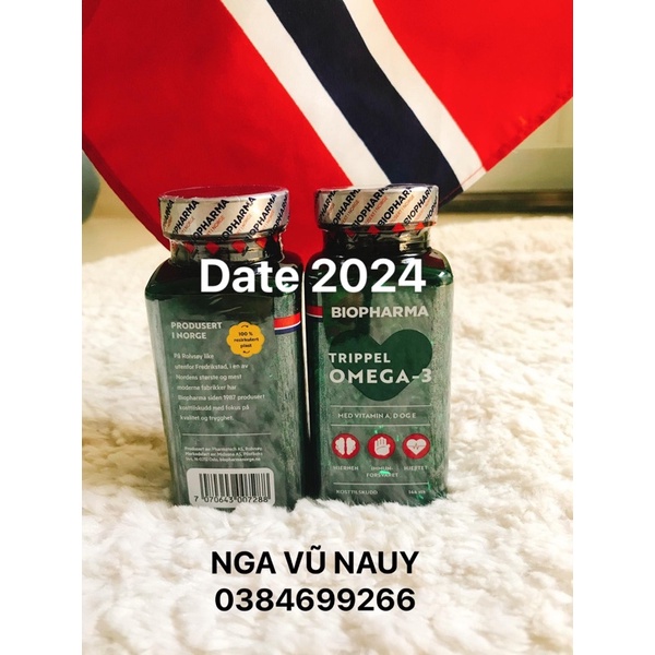 Dầu cá Omega3 Biopharma Trippel Nauy hộp 144 viên