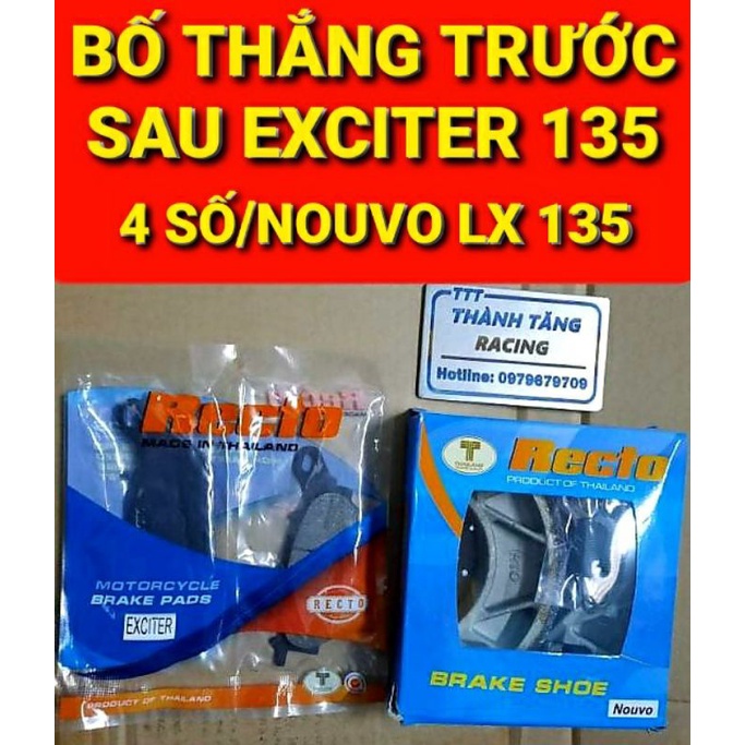 BỐ THẮNG TRƯỚC SAU EXCITER 135 4 SỐ/5 SỐ/NOUVO LX 135 CHÍNH HÃNG