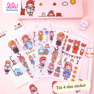 Sticker cute dán sổ dán mũ bảo hiểm điện thoại chai lọ bàn ghế trang trí cá nhân Set 4 tấm K48