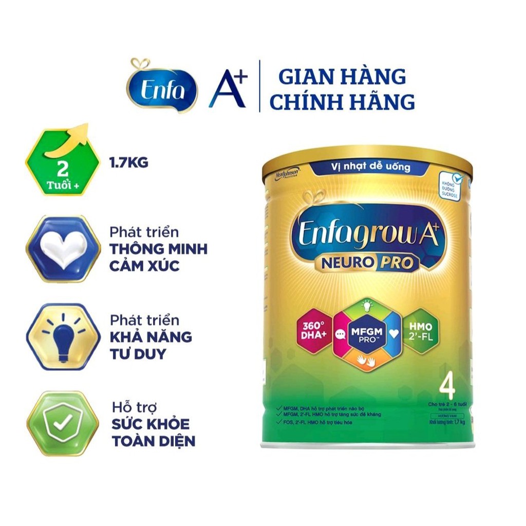 (date mới ) Sữa Enfagrow A+ 4 loại 1.7kg Vị nhạt  ( date t1/2025)