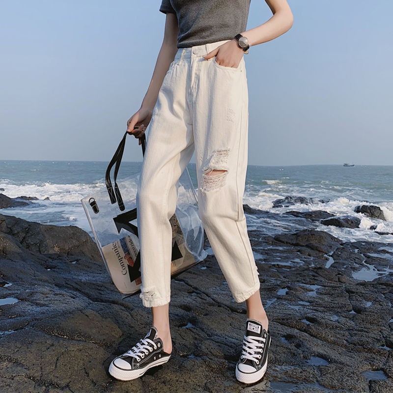 Quần Jeans Trắng Lưng Cao Dáng Rộng Thời Trang 2021 Cho Nữ | BigBuy360 - bigbuy360.vn