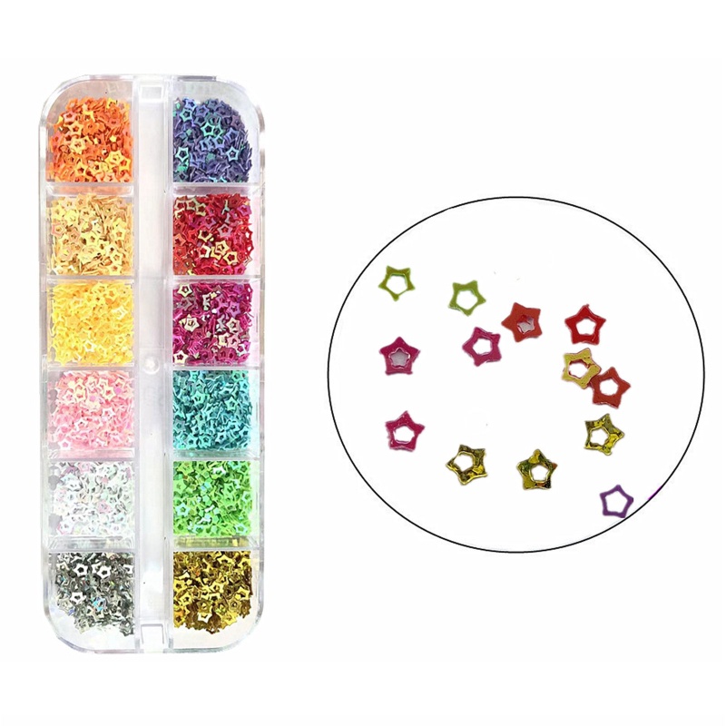 1 Hộp 1 Hộp Kim Sa Quả Đào Rỗng 12 Màu Sắc Hỗn Hợp Chất Nhờn Ma Quá